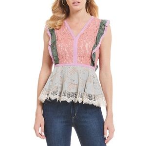 SugarLips Marilyn Lace Peplum Top Size Medium
